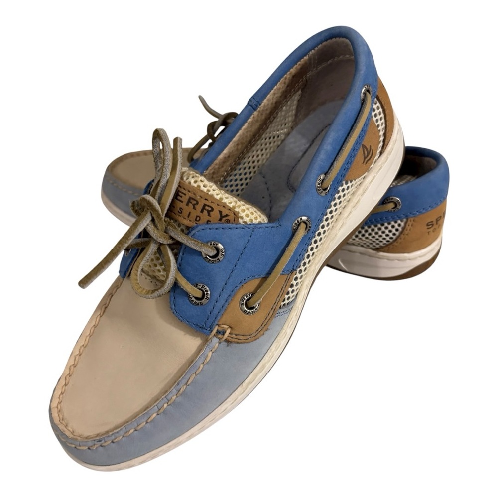 Sperry Topsider Leather Light Blue Preppy Nautical Old Money Boat Casual Shoe 6 - Picture 1 of 12